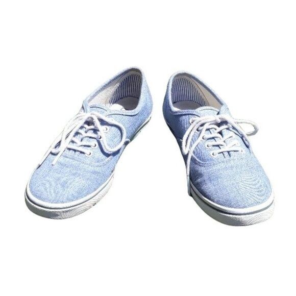 Vans TC6D Crosshatch Blue Jean Denim Low Top Lace Up Fashion Sneakers Sz 8.5 - Picture 1 of 8